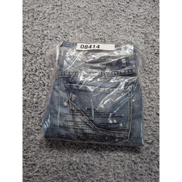 Empyre Jeans Men 32x34 Blue Straight Relax Thrashed Denim Streetwear Distressed - Picture 10 of 10